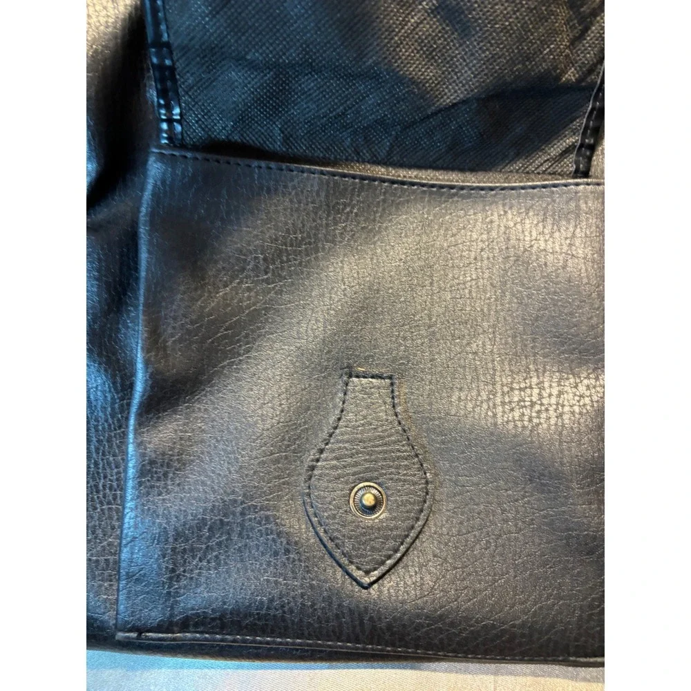 Pierre Cardin Black Faux Leather Duffle Bag Weekend Travel Overnight Carry On